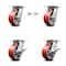 Service Caster 5 Inch Red Poly on Cast Iron Swivel Caster Swivel Locks 2 Brakes SCC, 2PK SCC-35S520-PUB-RS-BSL-2-SLB-2 - alternate 1